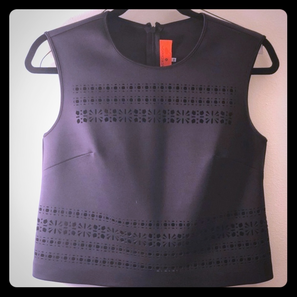 Clover Canyon Black Crop Top Cutouts